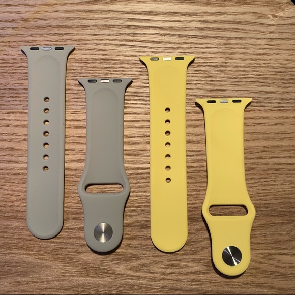Set of 2 Silicon Smart Watch Bands for Apple Watch 38/40mm Yellow & Gray - Picture 6 of 7